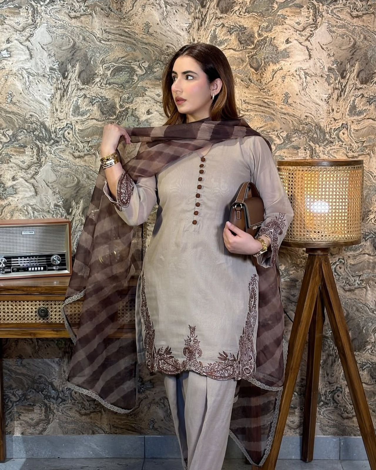 Maverick Fusion Fox Georgette Top Bottom Dupatta Set